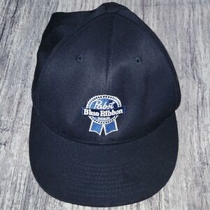 Pabst Blue Ribbon Baseball Cap 210 Fitted Flexfit Hat Size 7 1/4 - 7 5/8